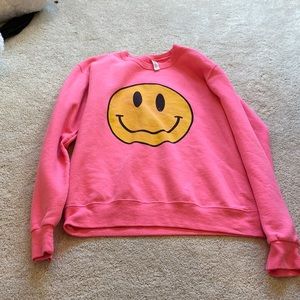 smiley face hot pink sweatshirt!!